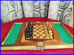 RARE Antique Soviet Chess Set BOOK Prison art Completely wooden Vintage USSR#258