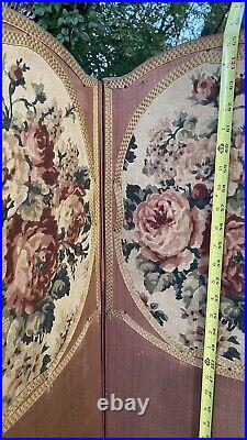 RARE Antique Tapestry Folding Room Screen Divider Vintage Country French Velvet