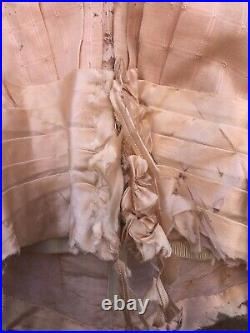 RARE Antique Victorian French Pink Cotton Bodice With Lace Trim AS IS