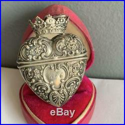 RARE Antique Victorian Sterling Silver Sacred Heart vinaigrette locket Pendant