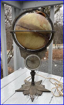 RARE Antique Vintage Art Deco Uniclok Telechron Globe Lamp Clock Table 1930's