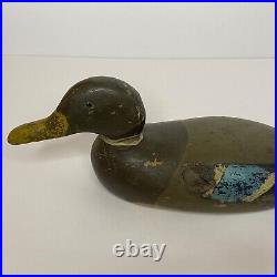 RARE Antique Vintage Duck Decoy Wood Hand Painted Carved 7 Tall 17.5 x 5.5