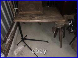 RARE Antique Vintage Military Industrial Adjustable Cast Iron Drafting Table
