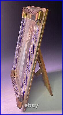 RARE Antique Vintage Murano Glass Rod Blue Twist Mirror Picture Frame 13.5 11