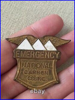 RARE Antique Vintage National Carbon Co Company Inc Emergency Employee Badge