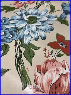 RARE Antique Vintage Thibaut Wallpaper Painted Bright Floral Double Rolls
