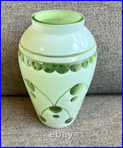 RARE Antique Vintage Vase Opalescent Green Layered Glass Deco Cameo Mint