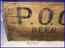 RARE Antique Vtg POC Beer Wood Crate Pilsener Brewing Co. Cleveland Ohio