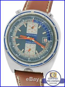 RARE Breitling Chrono-Matic Bullhead Pult Pupitre Stainless Blue 42mm 2117 Watch
