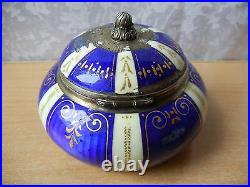 RARE Sugar Bowl Antique Silver 935 Vintage 19th century Enamel