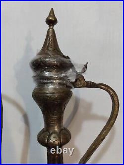 RARE VINTAGE Middle Eastern Tea Pot 27 Inches Tall VERY DETAILED ARABIC ETCHING