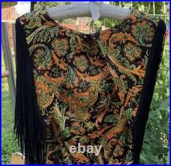 RARE Vintage 1970's Young Edwardian By Arpeja Psychedelic Fringe Mini Dress
