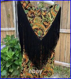 RARE Vintage 1970's Young Edwardian By Arpeja Psychedelic Fringe Mini Dress