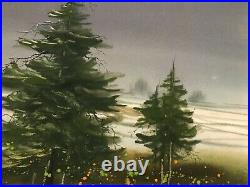 RARE Vintage 1987 Asian Watercolor Atmospheric Landscape Painting 38x21