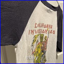 RARE Vintage 80s Iron Maiden California Invasion tour raglan tshirt 1985 M/L