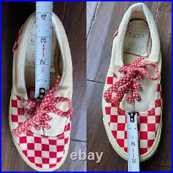 RARE Vintage 80s Vans Made In USA Shoes Checkered RED White Sz 6