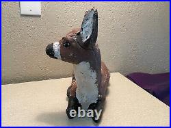 RARE Vintage Aged Patina Cement 12 7/8 Tall X 14 Deer Garden Statue