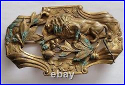 RARE Vintage Antique Art Nouveau Style Lion Brooch 3.25 x 2 flaws see photos