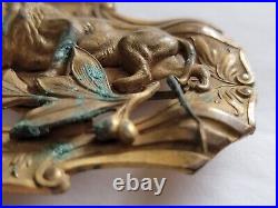 RARE Vintage Antique Art Nouveau Style Lion Brooch 3.25 x 2 flaws see photos