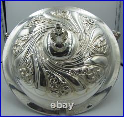 RARE! Vintage Antique James W. Tufts Silver Co. Covered Casserole SHELL PATTERN