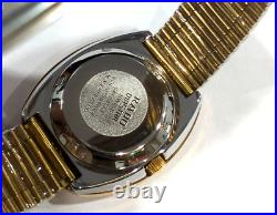 RARE Vintage Automatic 36 MM Day-Date Gold Plated Diamond Work Men's Wrist Watch