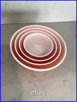 RARE Vintage Pyrex Pink Flamingo Nesting Mixing Bowls Set Lot of 4