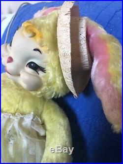 RARE Vtg Rushton Star Creation Rubber Face Bunny Rabbit 21Plush Stuffed Toy