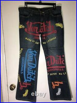 RARE Women's Authentic Von Dutch Originals 90s Vintage Style Jeans Size 33