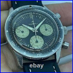 RARE ZENITH VINTAGE CHRONOGRAPH REF A277 MANUAL WIND from 1965 40 mm Ghost bezel