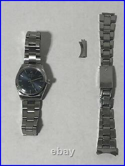 ROLEX AIR KING 5500 Original Rare Blue Gray Dial Automatic Vintage Watch 1972's