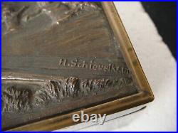 RRR RARE Antique Vintage Helmuth Schievelkamp Bronze-Silver Plate Jewerly Box