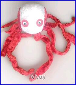 RaRe Vintage Octopus Plush Red White Google Eyes Carnival Very Cool Find REad