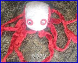 RaRe Vintage Octopus Plush Red White Google Eyes Carnival Very Cool Find REad