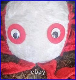 RaRe Vintage Octopus Plush Red White Google Eyes Carnival Very Cool Find REad