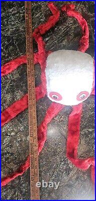 RaRe Vintage Octopus Plush Red White Google Eyes Carnival Very Cool Find REad