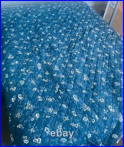 Ralph Lauren bedspread NEWBURGH BLUE 3PC QUEEN QUILT &shams Vintage, Rare