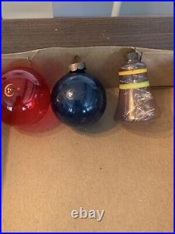 Rare 12 Old Vintage Unsilvered 40's Shiny Brite Christmas Tree Ornaments with Box