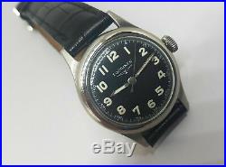 Rare 40's W. W. W. II Longines Black Dial Manual Wind Man's Watch