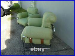 Rare 70's Mariani Guido Faleschini Leather Strapped Chrome Tucroma Lounge Chairs