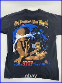 Rare 90s Vintage Tupac All Eyez On Me Rap Tee Shirt Double Sided Great Cond Med