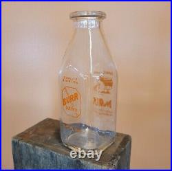 Rare ANTIQUE Glass Milk Bottle BURR DAIRY & CREAM. Vintage CLINTON, CT 1QT? USA
