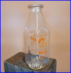 Rare ANTIQUE Glass Milk Bottle BURR DAIRY & CREAM. Vintage CLINTON, CT 1QT? USA
