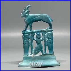 Rare Ancient Egyptian Antique Statue showing Seated Worshiper 600 300 BC