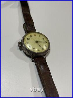 Rare Antique 1913 Elem Trench Watch Hallmarked 925 Silver WW1 Militaria Vintage
