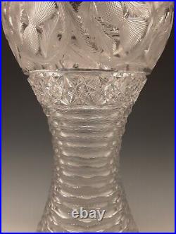 Rare Antique BIG 14 American Brilliant CALIFORNIA THISTLE Cut Glass Vase ABCG