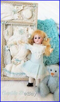 Rare Antique Bisque Mignonette Doll & Trousseau in Presentation Box