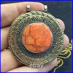 Rare Antique Central Asian Islamic Silver Coated Vintage Pendant