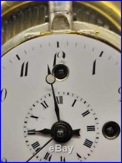 Rare Antique Chaupard Verge Fusee Alarm Pocket Watch Silver Hand winding Running