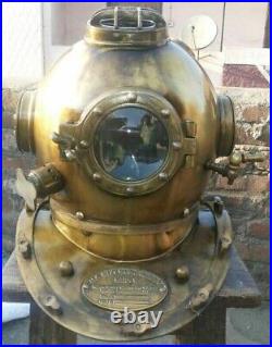 Rare Antique Diving Divers Helmet Mark V Vintage Navy Deep Scuba Helmet With base