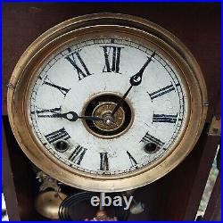 Rare Antique E. N. Welch Eclipse 8 Day Time And Strike Alarm Clock Florida Estate